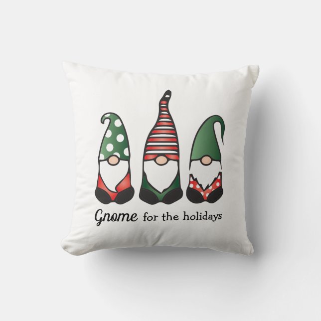 Gnome For The Holidays Throw Pillow (Front)