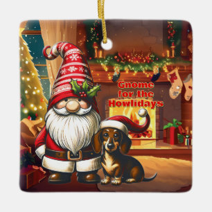 Gnome for the Howlidays Dachshund Ceramic Ornament