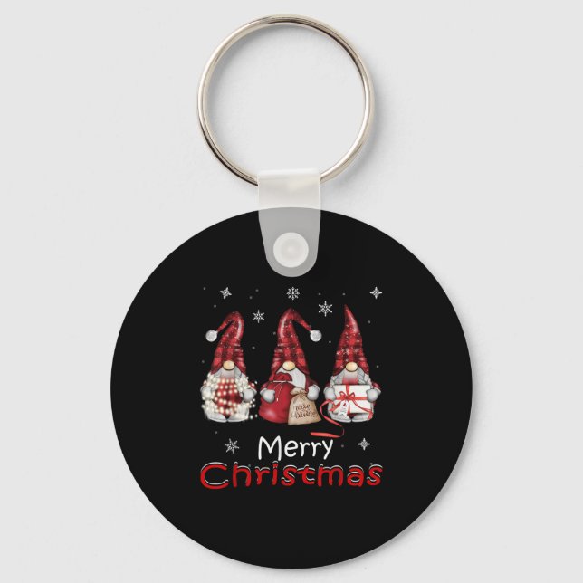 Gnome Funny Family Christmas Shirts Women 2024  Keychain (Front)