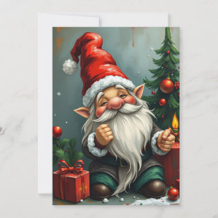 Gnome Funny Trendy Whimsical Fantasy No Photo  Holiday Card