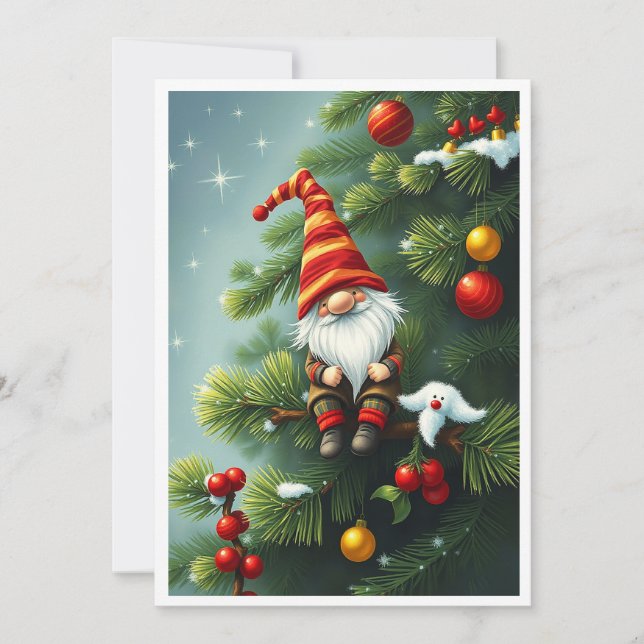 Gnome Funny Trendy Whimsical Fantasy No Photo  Holiday Card (Front)