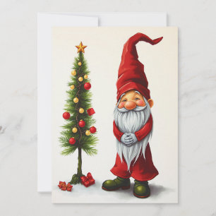 Gnome Funny Trendy Whimsical Fantasy No Photo Holiday Card