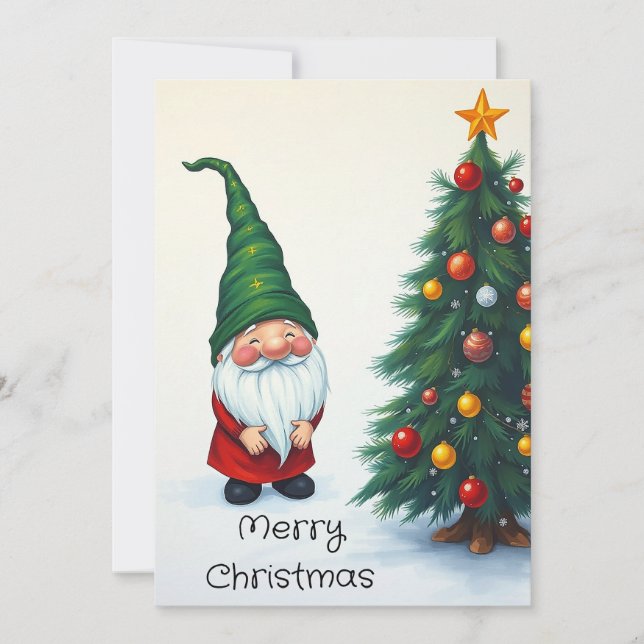 Gnome Funny Trendy Whimsical Fantasy No Photo   Holiday Card (Front)