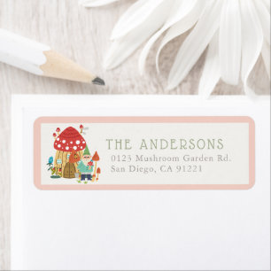 Gnome Garden Mushroom Pink Return Address