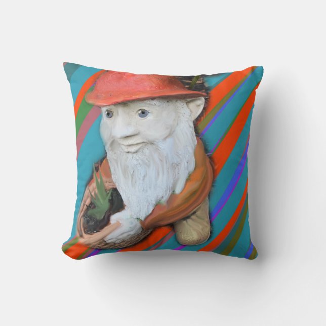 Gnome Gardener In Meditation Throw Pillow (Front)