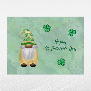 Gnome Gold Green Shamrock St Patricks Day Holiday Postcard