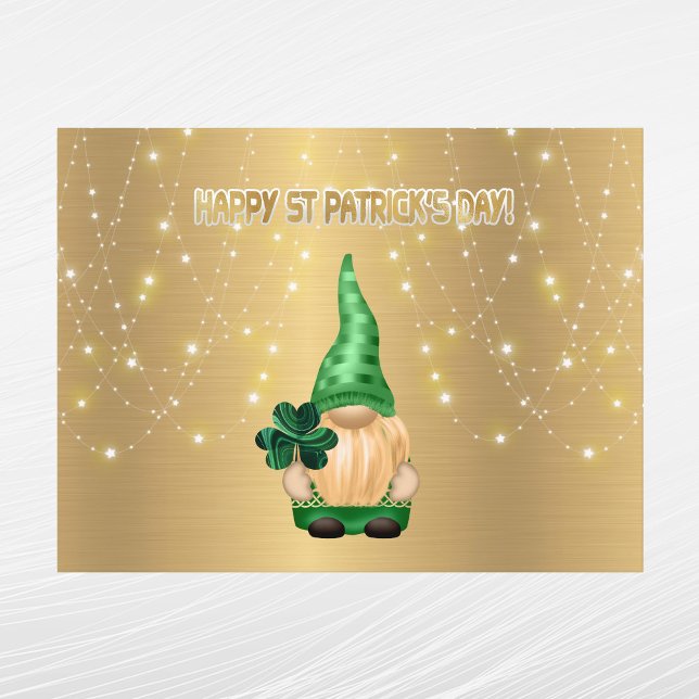 Gnome Gold Lights Shamrock St Patricks Day Holiday Postcard (Creator Uploaded)