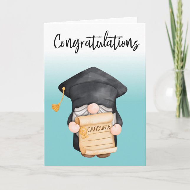 Gnome Graduate Graduation Congratulation  Holiday Card (Front)