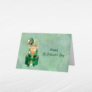 Gnome Green Gold Package St Patricks Day Holiday Card
