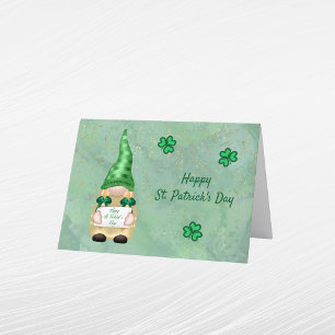 Gnome Green Gold Shamrock St Patricks Day Holiday Card