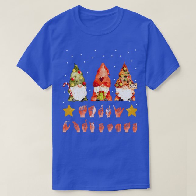 Gnome Hand ASL Sign Language 2021 Christmas T-Shirt (Design Front)