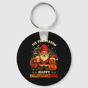 Gnome Happy Hallothanksmas Shirt Halloween Thanksg Keychain
