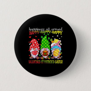 Gnome Happy Valentine St Patrick Easter Happiness 2 Inch Round Button