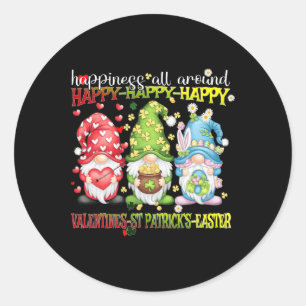 Gnome Happy Valentine St Patrick Easter Happiness Classic Round Sticker
