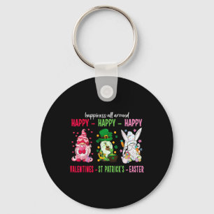 Gnome Happy Valentine St Patrick Easter Happiness Keychain