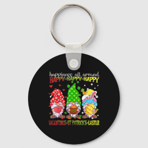 Gnome Happy Valentine St Patrick Easter Happiness Keychain