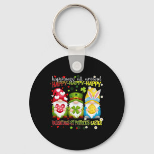 Gnome Happy Valentine St Patrick Easter Happiness  Keychain