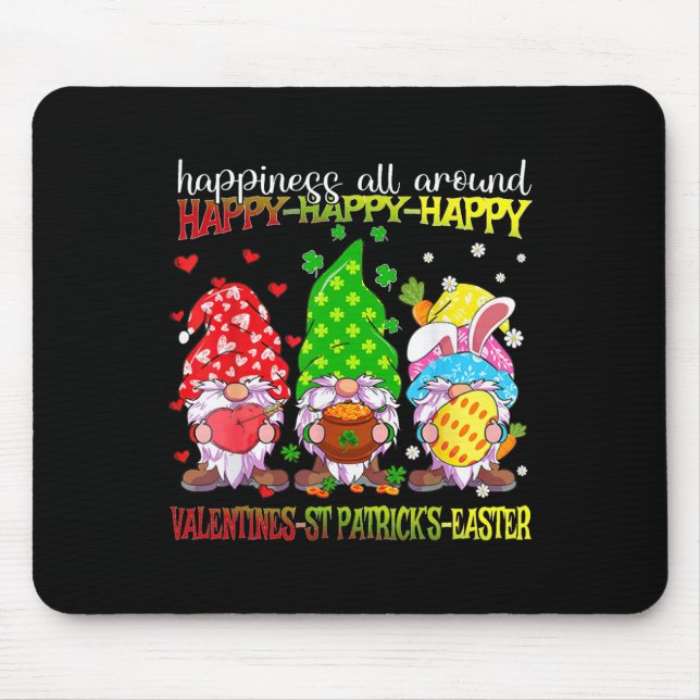 Gnome Happy Valentine St Patrick Easter Happiness  Mouse Pad (Front)