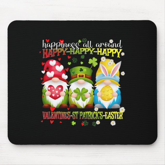 Gnome Happy Valentine St Patrick Easter Happiness  Mouse Pad (Front)