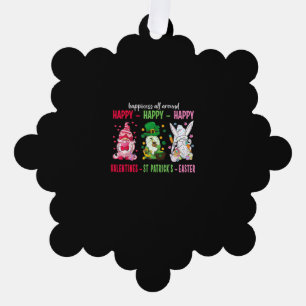 Gnome Happy Valentine St Patrick Easter Happiness Ornament Card