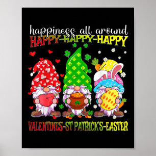 Gnome Happy Valentine St Patrick Easter Happiness  Poster