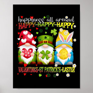 Gnome Happy Valentine St Patrick Easter Happiness  Poster
