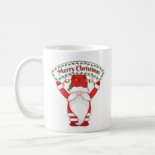 Gnome Holding Merry Christmas Banner Coffee Mug