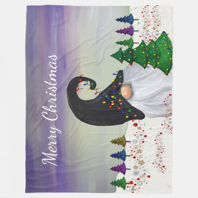Gnome Holiday decor Fleece Blanket (Front)