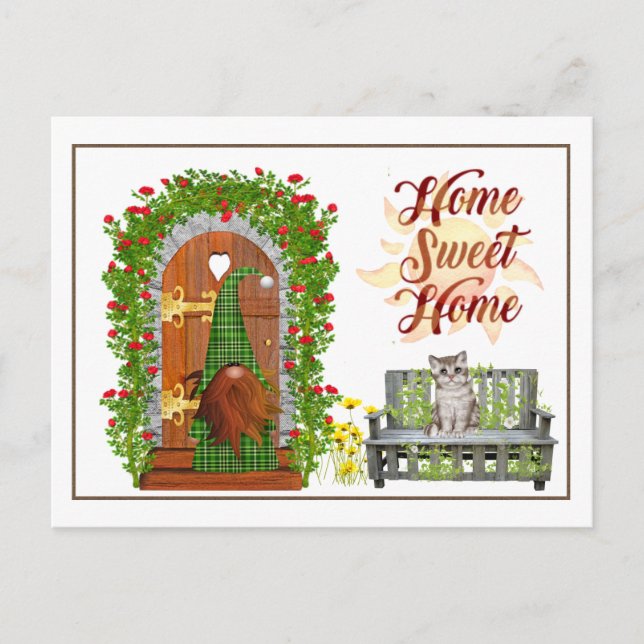 Gnome Home Sweet Home Address Change Postcard (Front)