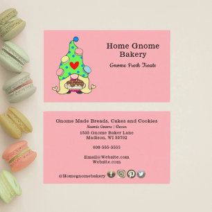 Gnome Hometown Bakery Pastry Cakes & Sweet Pink Business Card