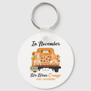 Gnome In November We Wear Orange Ribbon Crps Aware Keychain