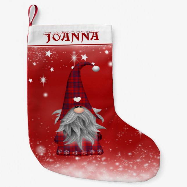 Gnome in Red Suit Small Christmas Stocking (Front)