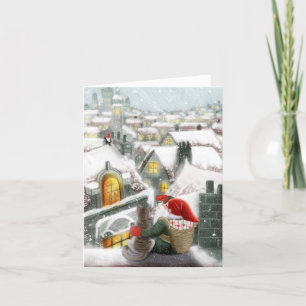 Gnome in Scandinavian landscape Holiday Card