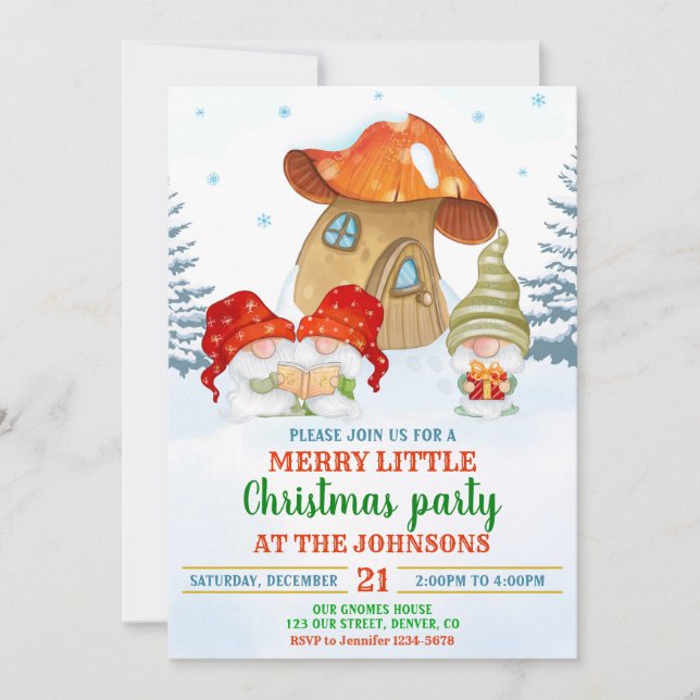 Gnome invitation Noël invitation de fête de Noël (Devant)