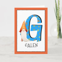 Gnome Kids Letter G Name and Age Birthday Greeting