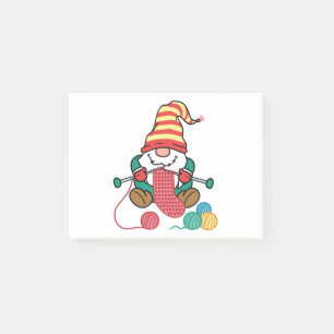 Gnome Knitting Cute Knitter Gift Nordic Gnomes Post-it Notes