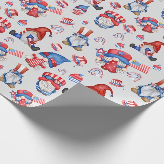 Gnome Labor Day America Celebration Day  Wrapping Paper (Corner)