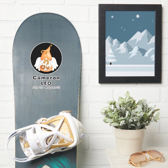 Gnome Leo Astrology Sign Angel 8" Vinyl Sticker (Snowboard)