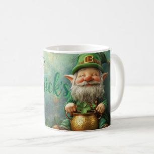 Gnome Leprechaun and Pot of Gold St. Patrick's Day Coffee Mug