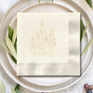 Gnome Let It Snow Christmas Holidays Personalized Foil Napkins