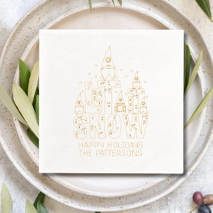 Gnome Let It Snow Christmas Holidays Personalized Foil Napkins
