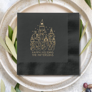 Gnome Let It Snow Christmas Holidays Personalized Foil Napkins