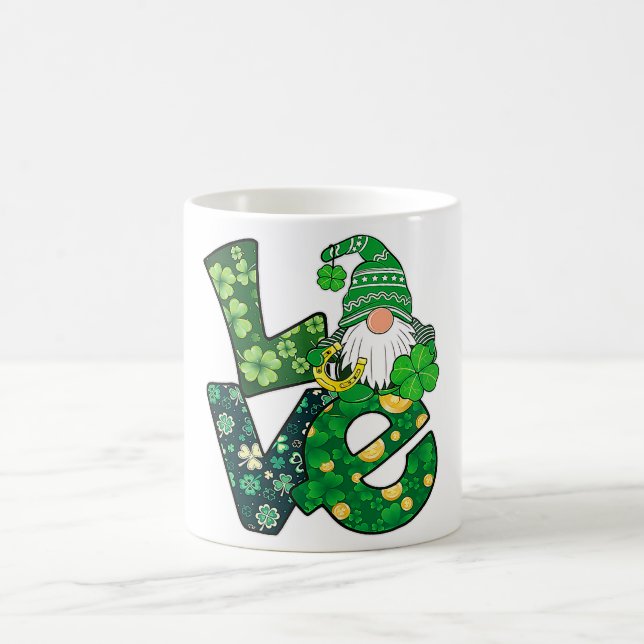 Gnome Love Funny St Patricks Day Coffee Mug (Center)