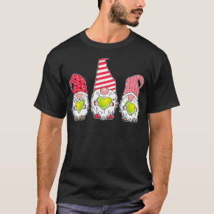 Gnome Love Tennis Heart Leopard Plaid Christmas Va T-Shirt