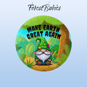 Gnome, Make Earth Great Again, Environmental 1 Inch Round Button