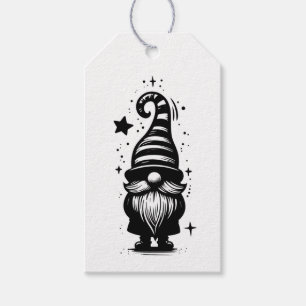 Gnome Merry Christmas Chic Grunge Black & White Gift Tags