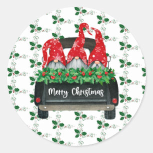 Gnome Merry Christmas Classic Round Sticker