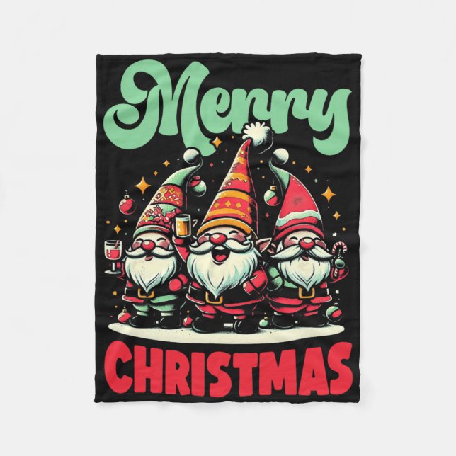 Gnome Merry Christmas  Fleece Blanket (Front)