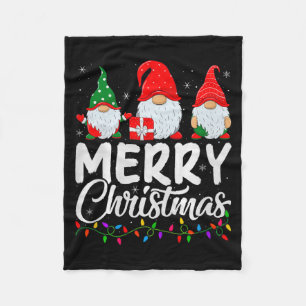 Gnome Merry Christmas Pajamas Matching Family Grou Fleece Blanket