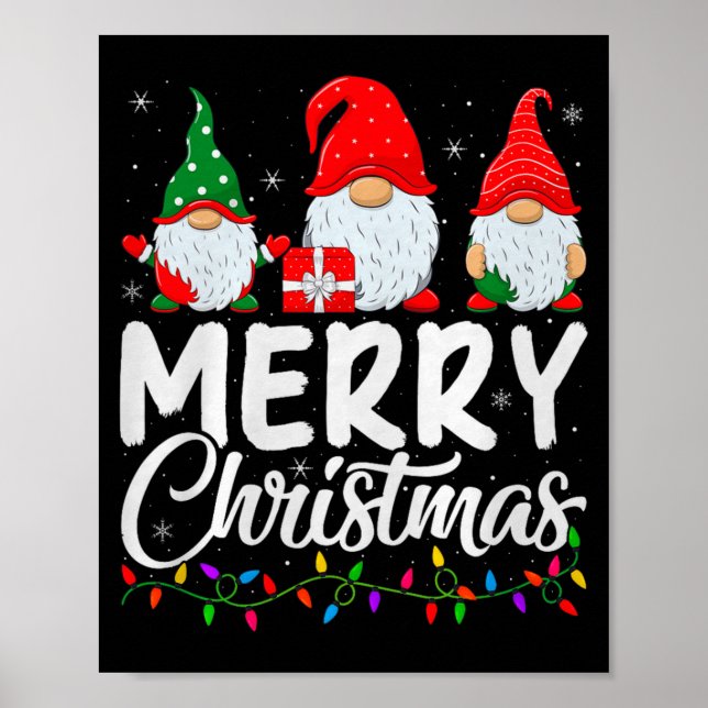 Gnome Merry Christmas Pajamas Matching Family Grou Poster (Front)